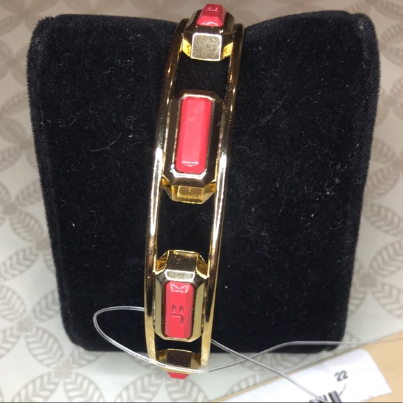 NEW!! Authentic, Brazilian, Jorge Bischoff Coral & Gold Bangle Bracelet - Picture 2 of 7